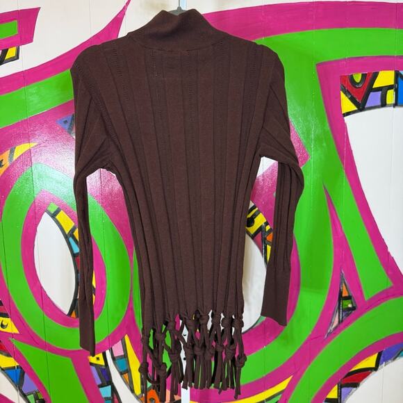 Venus, Brown Turtleneck Sweater with Braided Fringe. Size Medium. Excellent cond - Picture 7 of 7